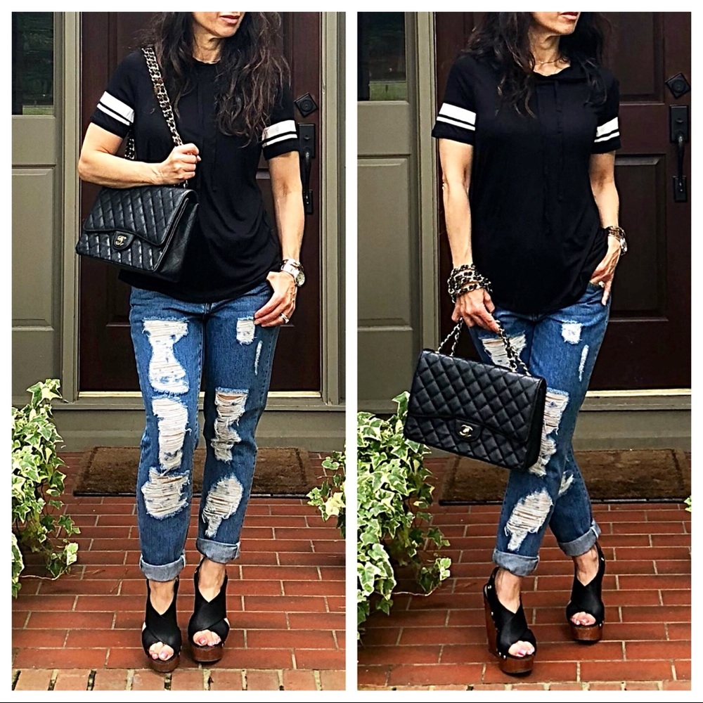 ✨LAST ONE ✨Black hooded color block sleeves top - Picture 8 of 8